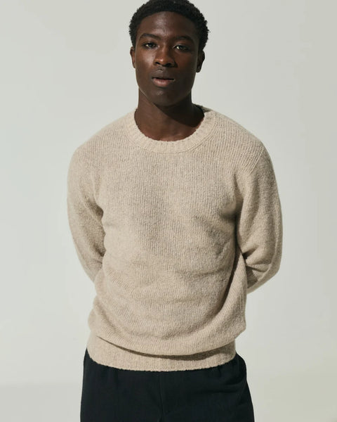 ROUND NECK SEAMLESS PUFFED CASHMERE CASHMERE BEIGE