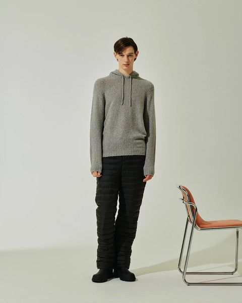 HOODIE RAGLAN SEAMLESS PUFFED CASHMERE LTGREY
