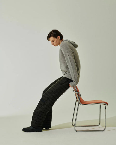 HOODIE RAGLAN SEAMLESS PUFFED CASHMERE LTGREY