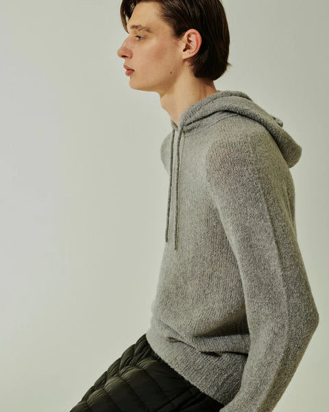 HOODIE RAGLAN SEAMLESS PUFFED CASHMERE LTGREY